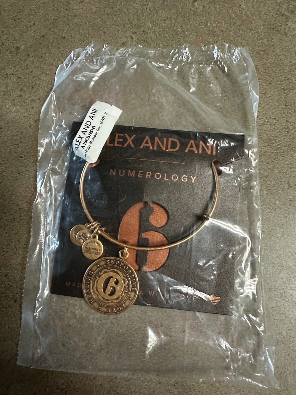 Alex and Ani Rafaelian Gold Numerology 6 Charm Bangle
